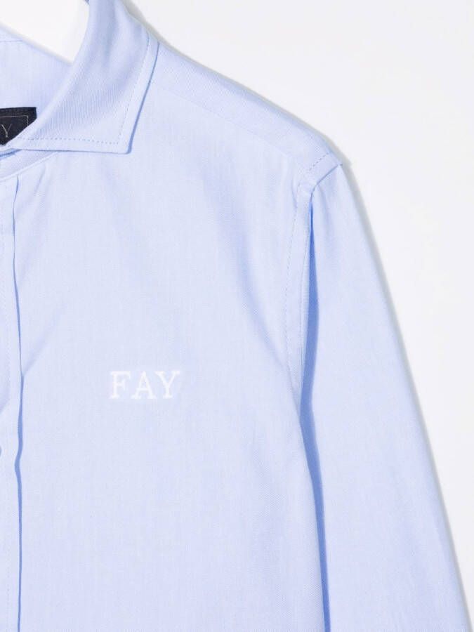 Fay Kids Shirt met geborduurd logo Blauw