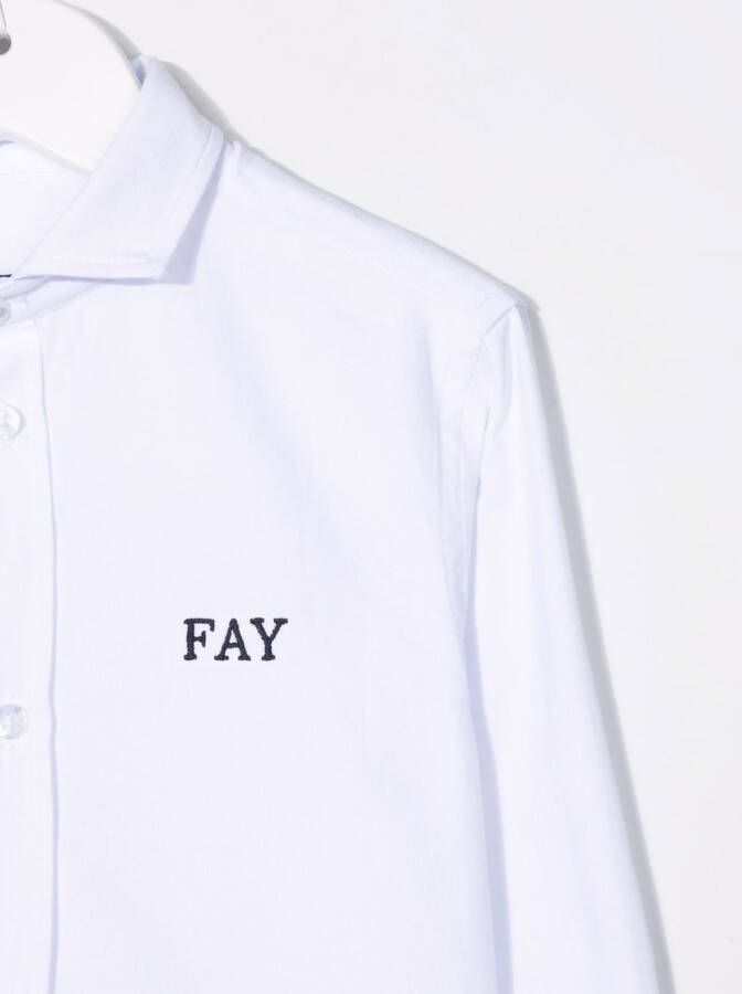 Fay Kids Shirt met geborduurd logo Wit