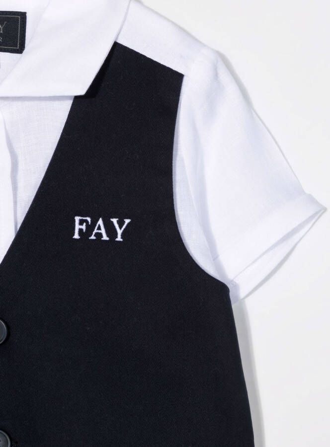Fay Kids Shirt met geborduurd logo Wit