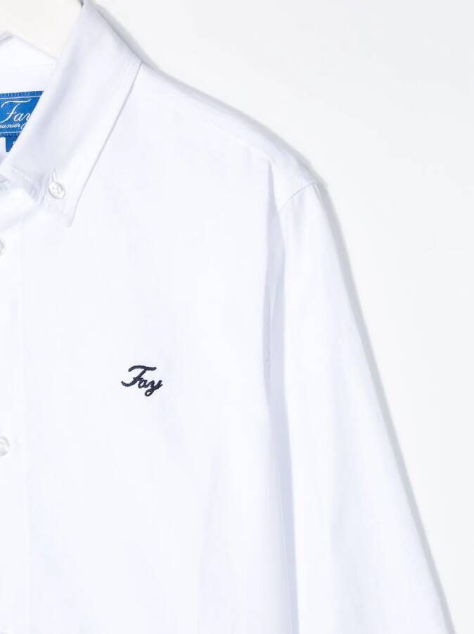 Fay Kids Shirt met geborduurd logo Wit
