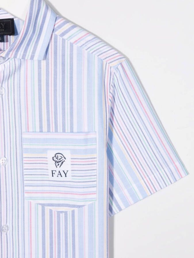 Fay Kids Shirt met regenboogstreep Wit