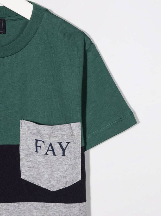 Fay Kids T-shirt met colourblocking Grijs
