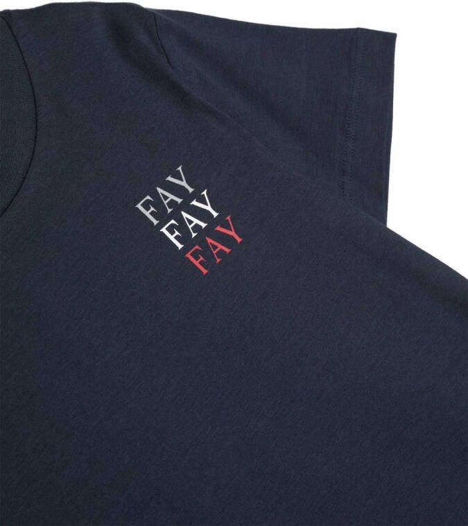 Fay Kids T-shirt met logoprint Blauw