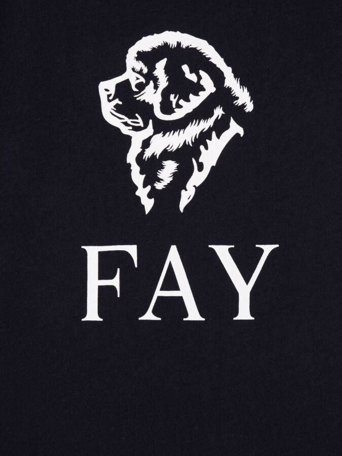 Fay Kids T-shirt met logoprint Blauw