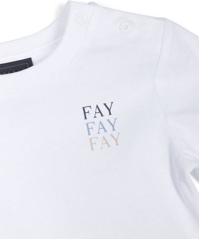 Fay Kids T-shirt met logoprint Wit