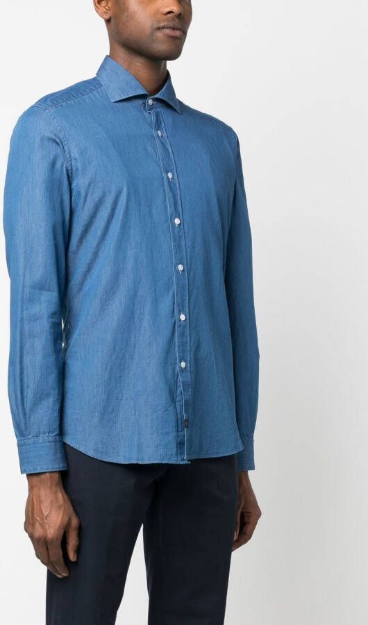 Fay Overhemd met denim-effect Blauw