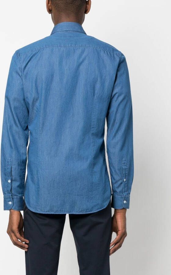 Fay Overhemd met denim-effect Blauw