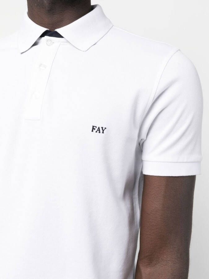 Fay Poloshirt met geborduurd logo Wit
