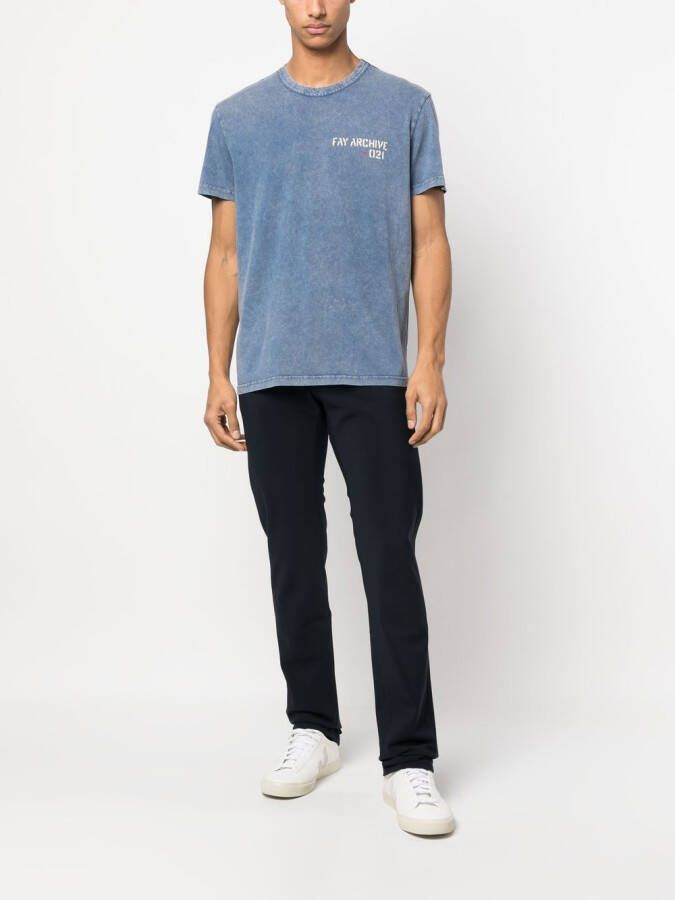 Fay T-shirt met logoprint Blauw