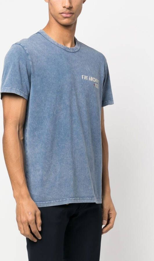 Fay T-shirt met logoprint Blauw