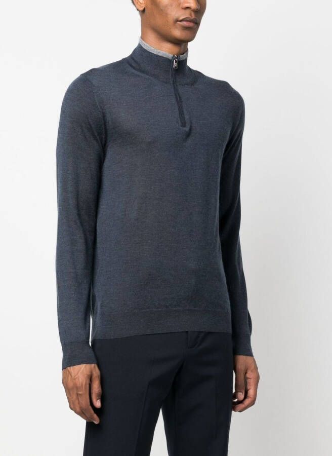 Fedeli Trui met halve rits Blauw