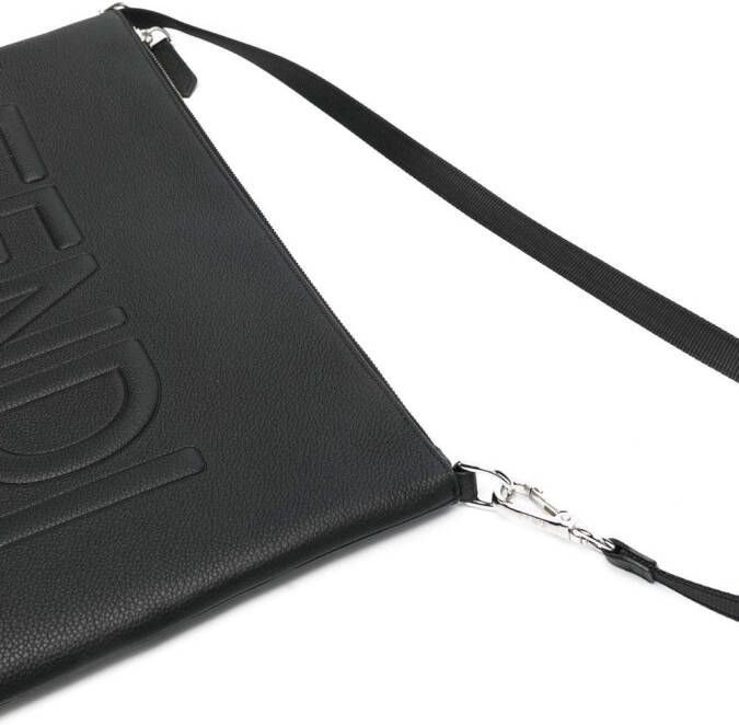FENDI Clutch met logo-reliëf Zwart