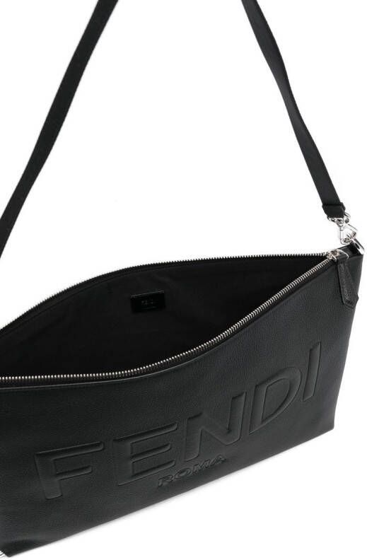 FENDI Clutch met logo-reliëf Zwart
