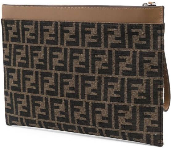 FENDI Clutch met monogram patroon Bruin