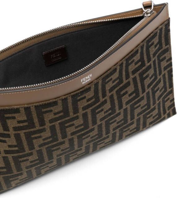 FENDI Clutch met monogram patroon Bruin