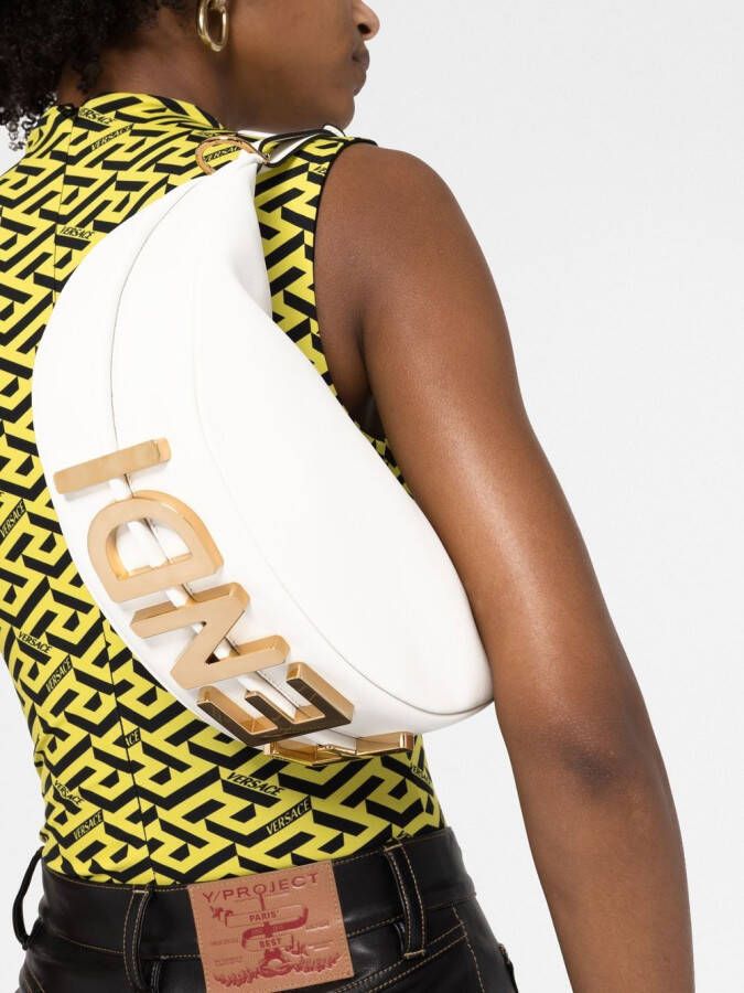 FENDI graphy leren schoudertas Wit