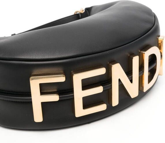 FENDI graphy leren schoudertas Zwart