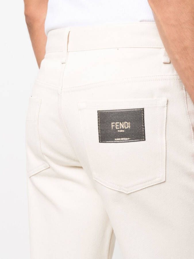 FENDI Jeans met logopatch Beige