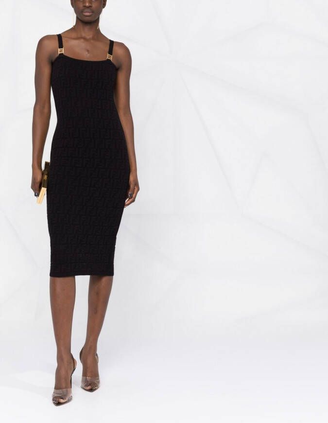 FENDI Jurk met monogram jacquard Zwart