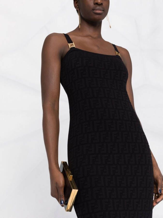 FENDI Jurk met monogram jacquard Zwart