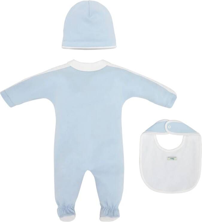 Fendi Kids Babypakje met geborduurd logo Blauw