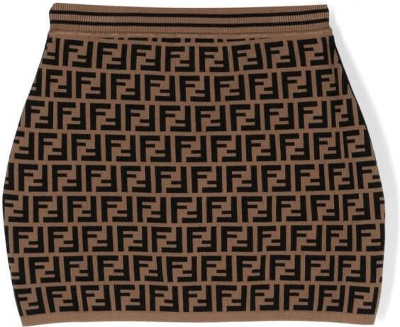 Fendi Kids Gebreide mini-rok Bruin