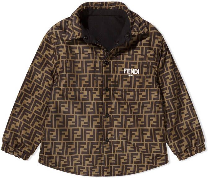 Fendi Kids Shirtjack met monogramprint Bruin
