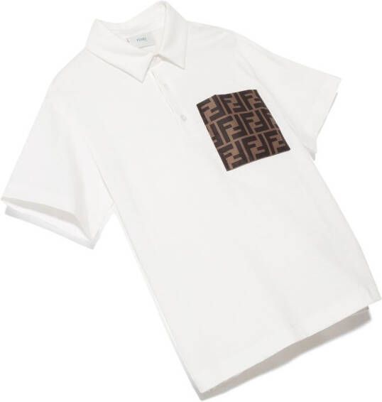 Fendi Kids Poloshirt met verlaagde schouders Wit