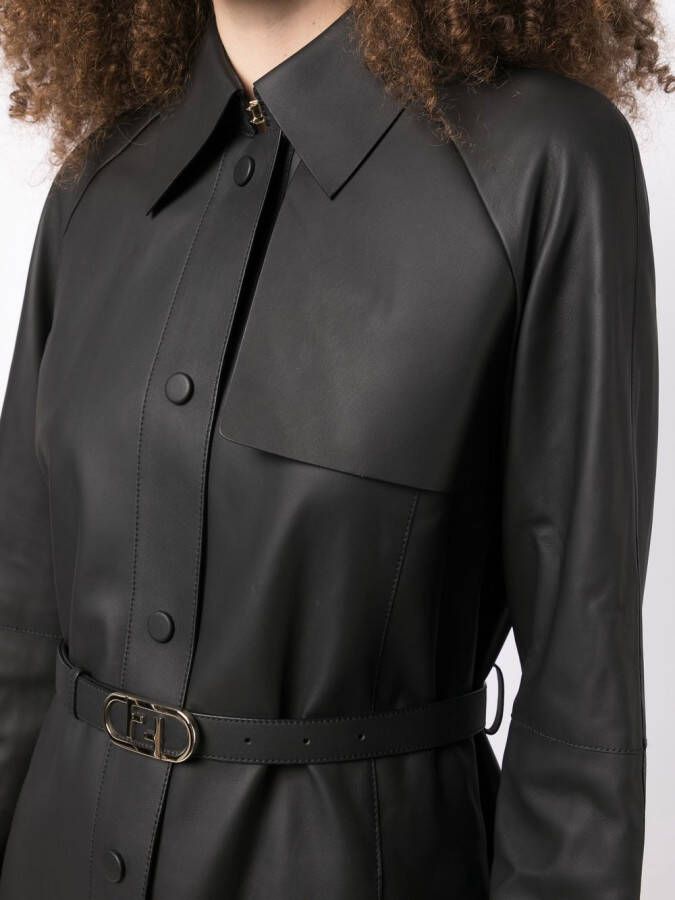 FENDI Leren blouse Zwart