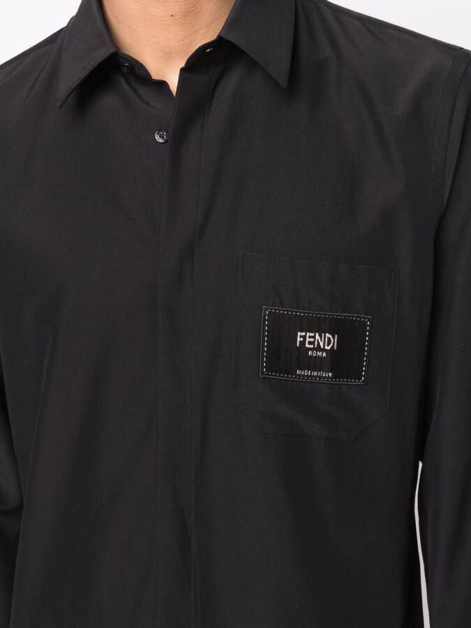FENDI Overhemd met logopatch Zwart