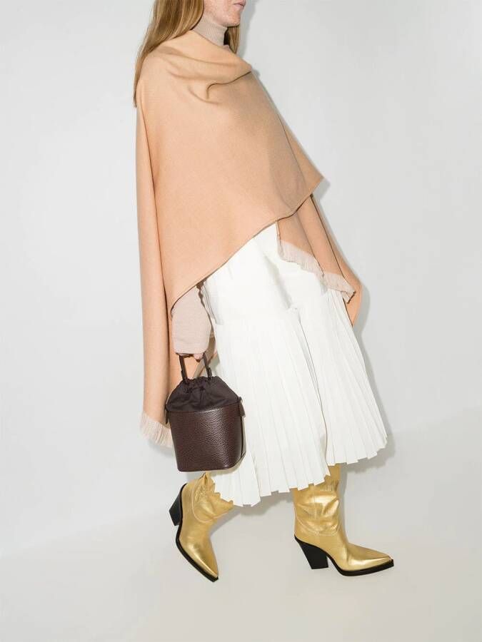 FENDI Poncho met franje logo Beige