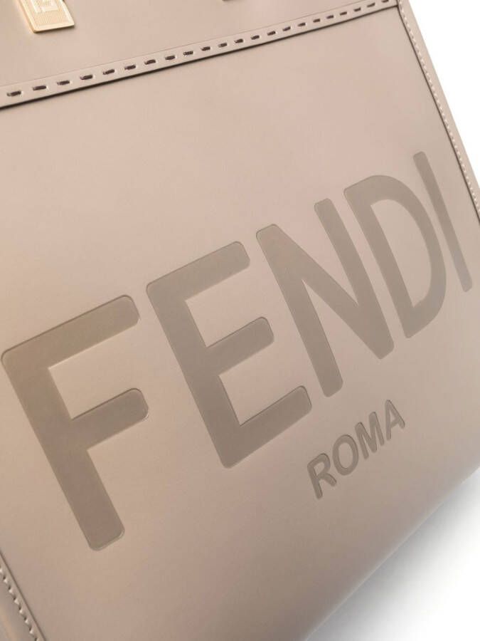 FENDI Shopper met logo Beige
