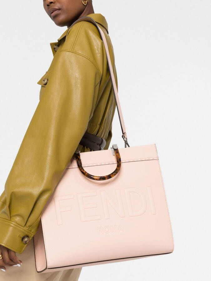 FENDI Sunshine shopper met logo reliëf Roze
