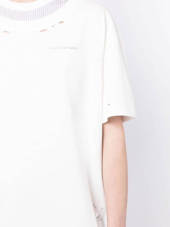Feng Chen Wang T-shirt met logoprint Wit
