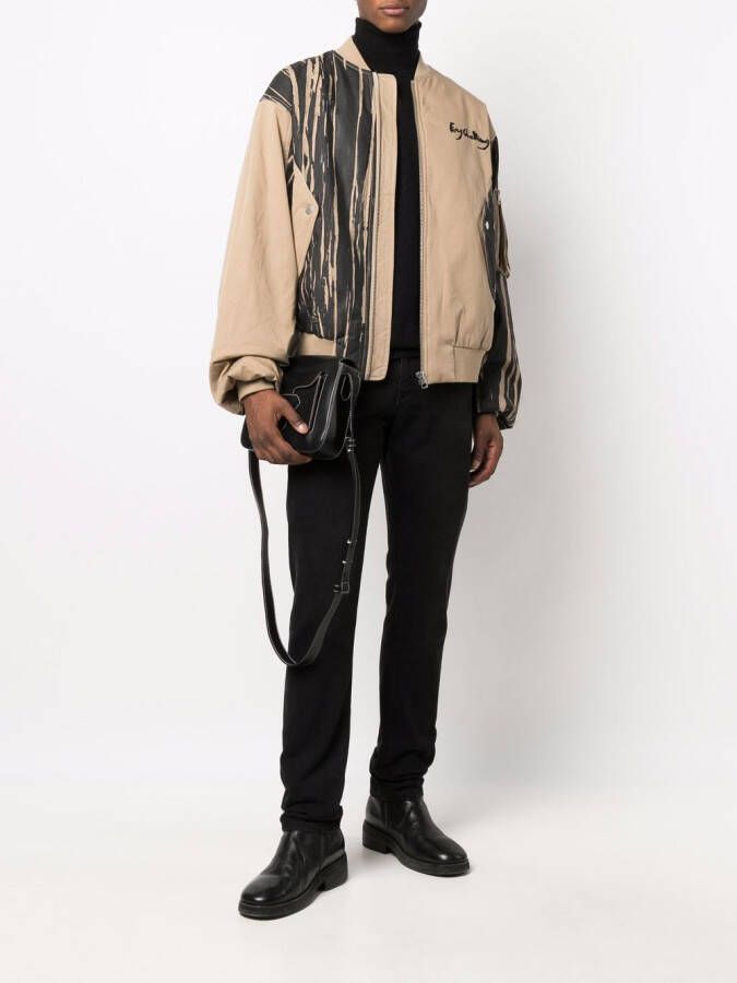 Feng Chen Wang Gestreept bomberjack Beige