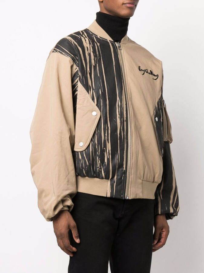 Feng Chen Wang Gestreept bomberjack Beige