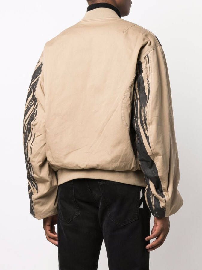 Feng Chen Wang Gestreept bomberjack Beige