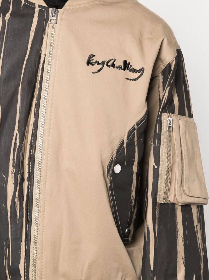 Feng Chen Wang Gestreept bomberjack Beige