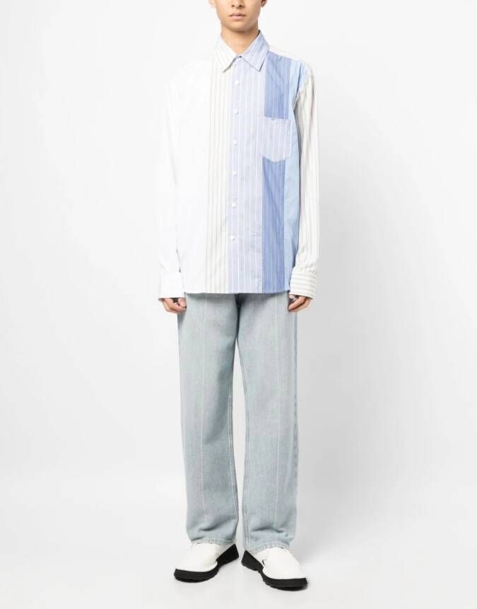 Feng Chen Wang Gestreept overhemd Blauw