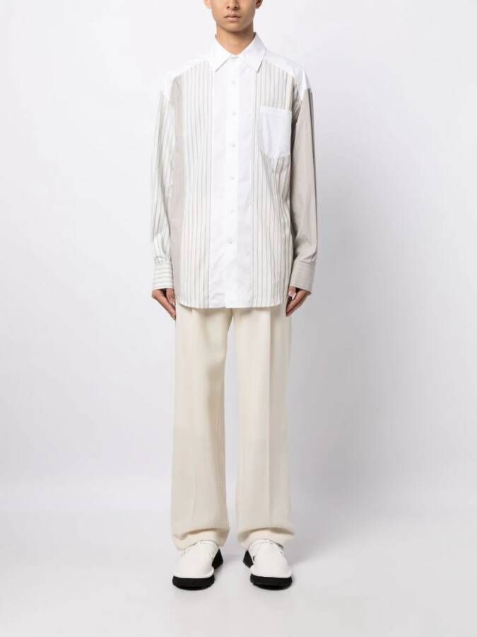 Feng Chen Wang Gestreept overhemd Wit