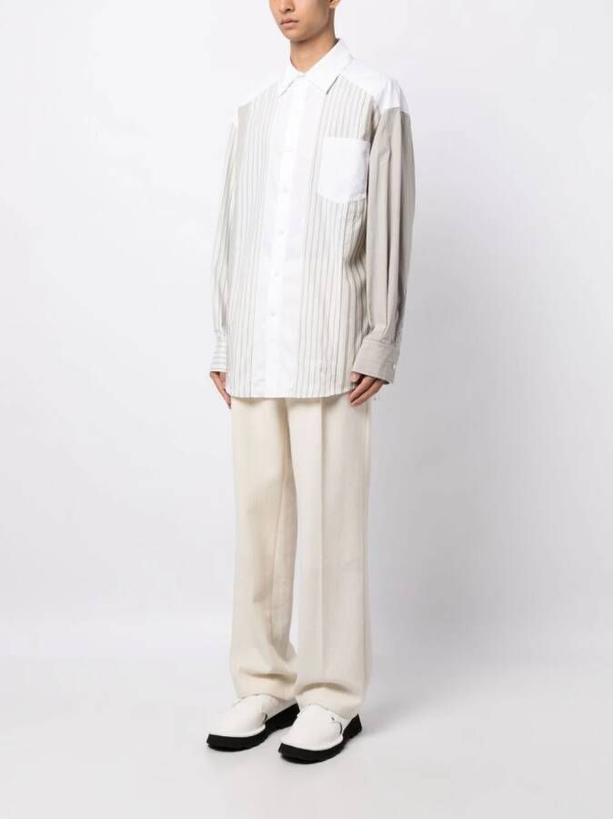 Feng Chen Wang Gestreept overhemd Wit