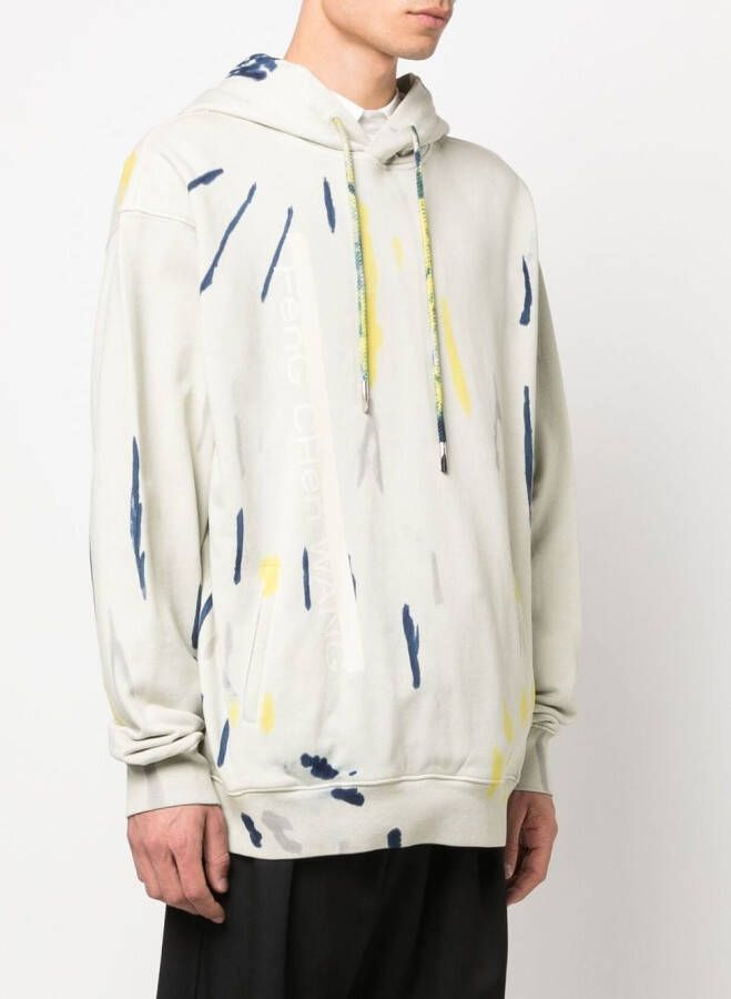 Feng Chen Wang Hoodie met tie-dye print Beige