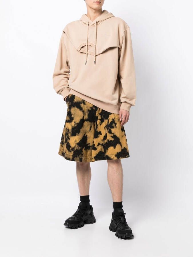 Feng Chen Wang Hoodie met trekkoord en vlakken Bruin