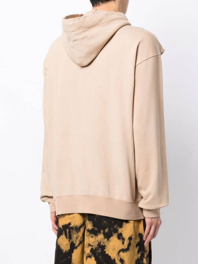 Feng Chen Wang Hoodie met trekkoord en vlakken Bruin