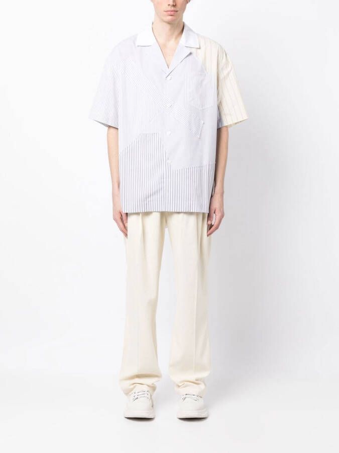 Feng Chen Wang Overhemd met patchwork Blauw