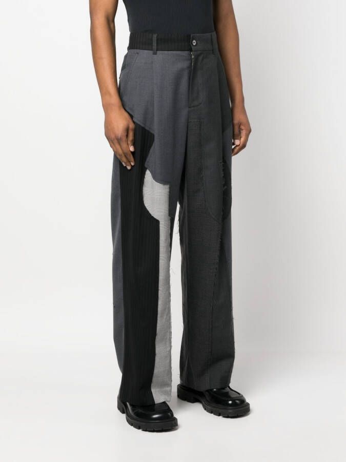 Feng Chen Wang Broek met patchwork Grijs