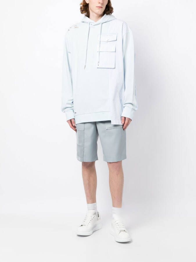 Feng Chen Wang Hoodie met patchwork Blauw