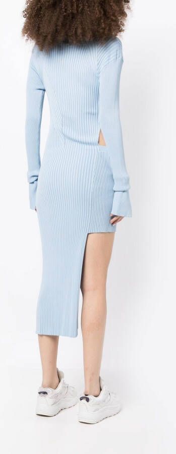 Feng Chen Wang Ribgebreide jurk Blauw