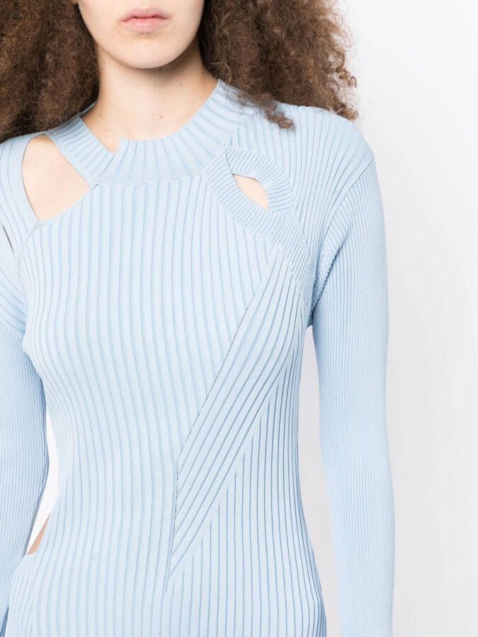 Feng Chen Wang Ribgebreide jurk Blauw