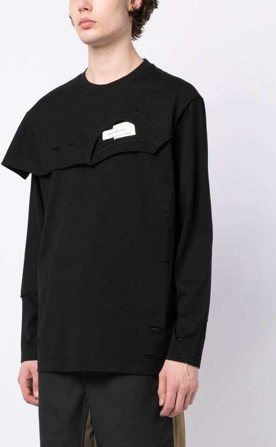 Feng Chen Wang T-shirt met dubbele kraag Zwart